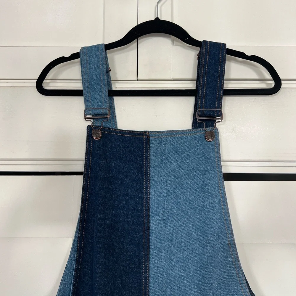 FARM Rio Two-Tone Blue Patchwork Denim Overalls - Picture 5 of 8